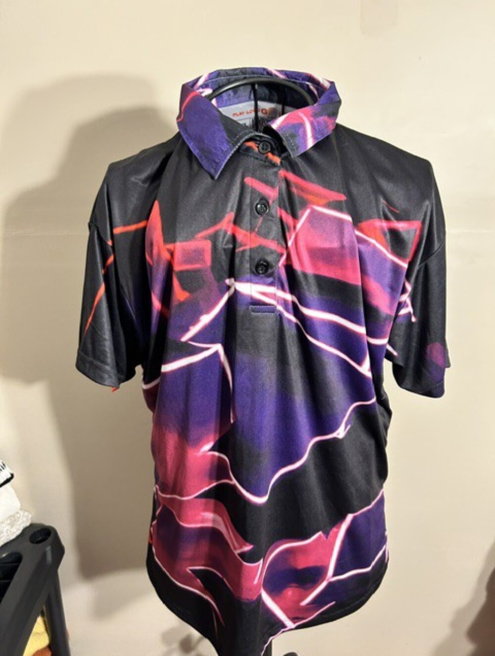 play loud polo size 2x   mens casual dress shirt golf golfing xxl black purple